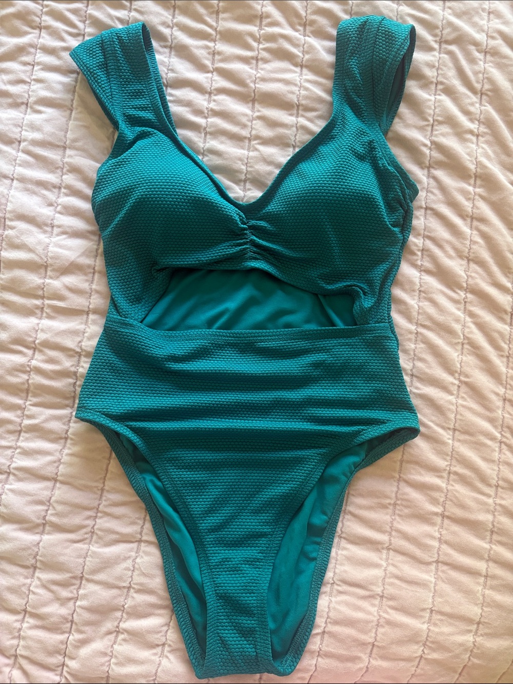 Shade & Shore Teal Textured One-Piece Swimsuit for Kids